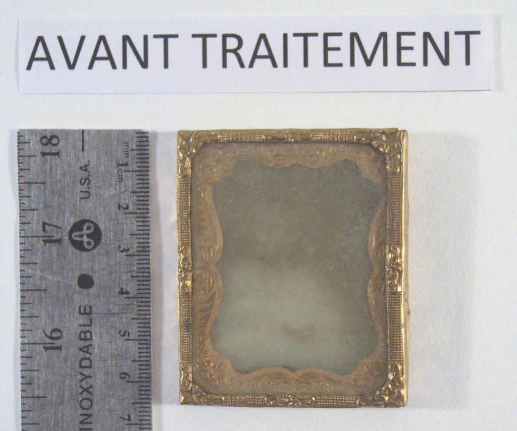 ambrotype - photograph on glass - before conservation and restoration treatment